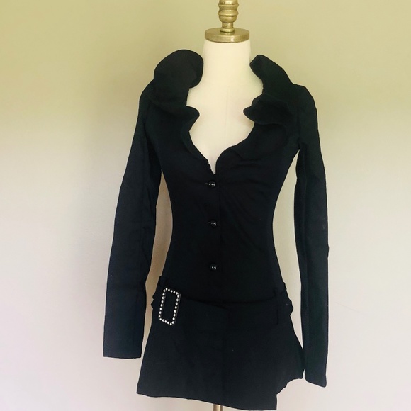 Jacket Dress Black Medium WEISSMAN COSTUMES Big V Neck Ruffle Collar - Picture 1 of 6